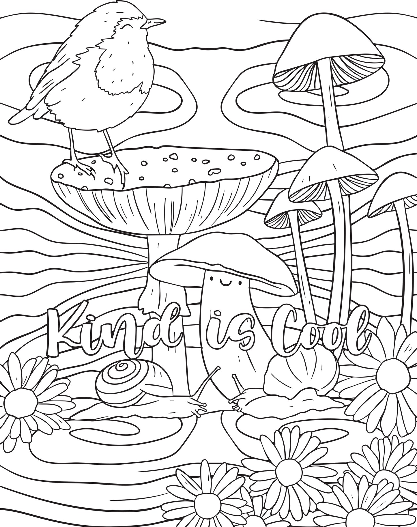 Colouring In Page: Groovy Skies