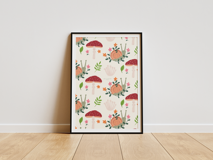Whimsical Nature Pattern – Digital Wall Art
